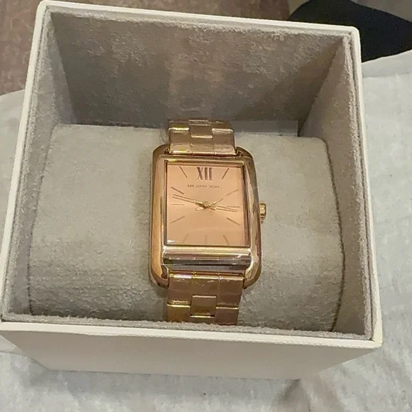 Michael Kors Rose Gold Plated Rectangular Watch - Picture 6 of 7